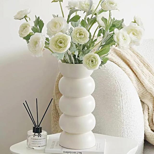 White Ceramic Vase, Modern Vase, Decorative Vase, Vase for Flowers, Unique Flower Vase, Cute Flower Vase, Bubble Vase, Tall White Vase, White Vases for Décor (White)