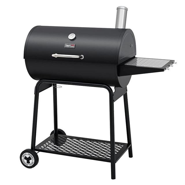 Royal Gourmet CC1830 30 Barrel Charcoal Grill with Side Table, 627 Square Inches, Outdoor Backyard, Patio and Parties, Black