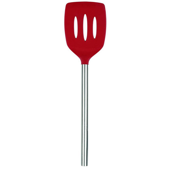 Tovolo Silicone Slotted Turner With Stainless Steel Handle, Pancake Spatula, Scratch-Resistant Kitchen Utensil for Nonstick Cookware & Cast Iron Skillets, 1 Count
