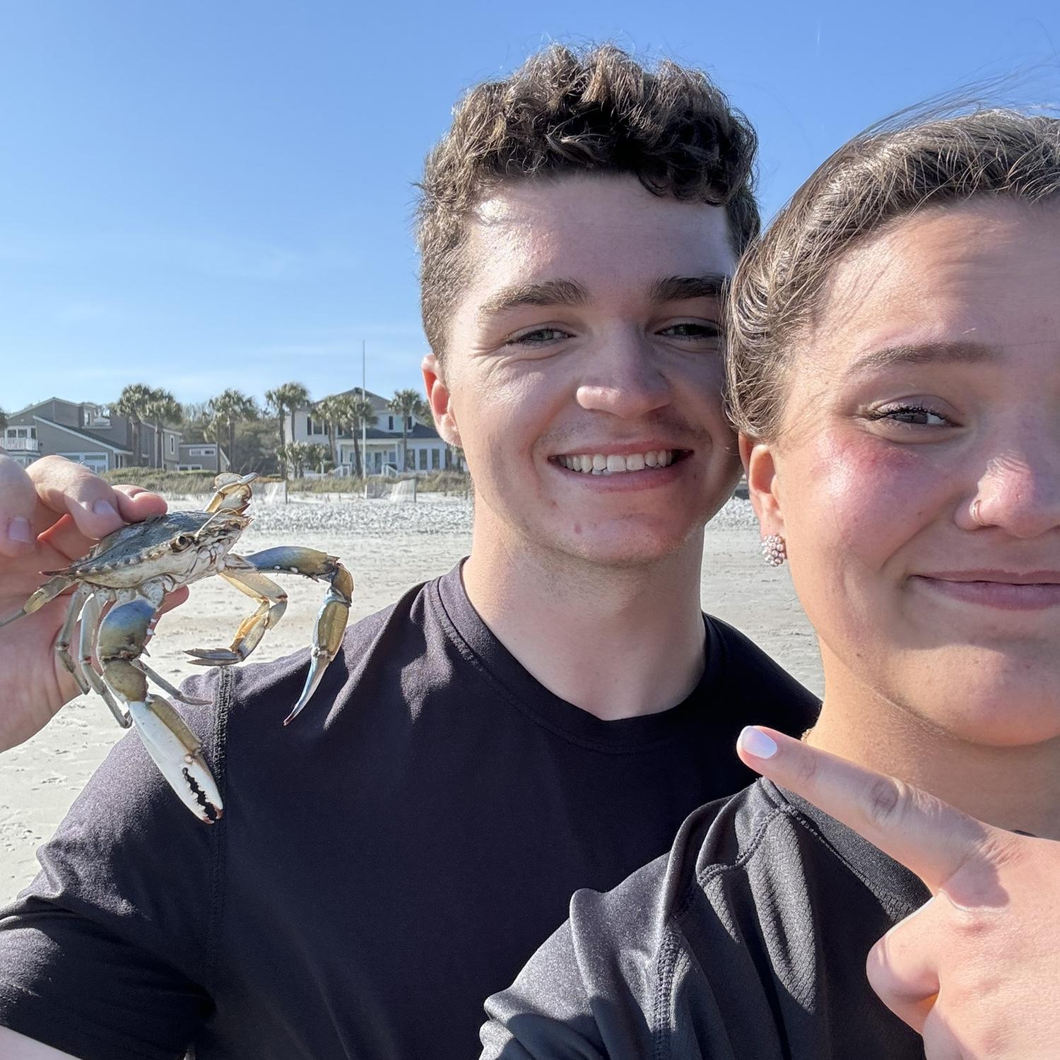 One of our first dates we saved a crab from a crab boil!