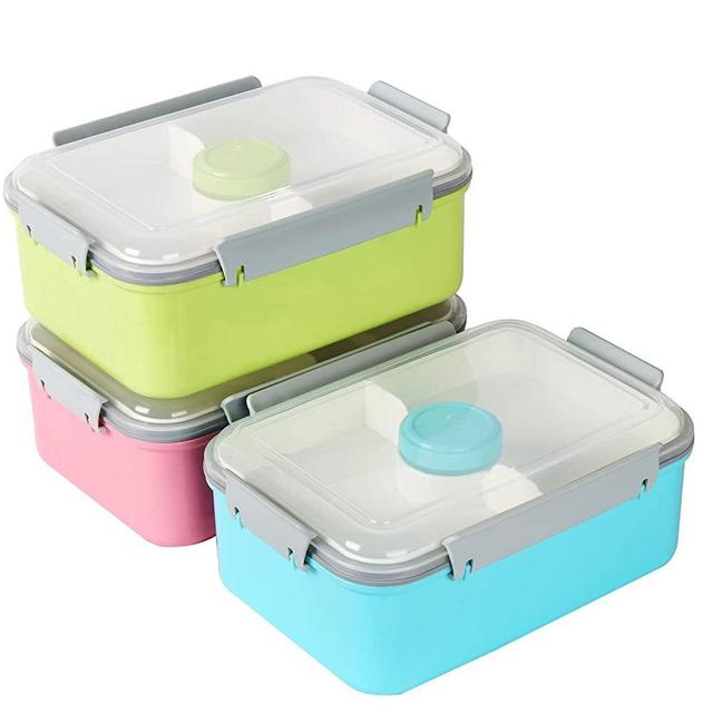 Shopwithgreen Set of 3 Salad Food Storage Container To Go, 47-oz Bento Box with Removable Tray & Dressing Pots, for Lunch, Snacks, School & Travel - Food Prep Storage Containers with Lids