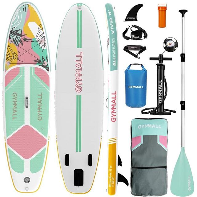GYMMALL Paddle Board, Inflatable Stand Up SUP Paddle Boards for Adults & Youths of All Skill Levels, Wide & Non-Slip Deck Design Blow Up Paddleboards with Premium Accessories & Storage Bag