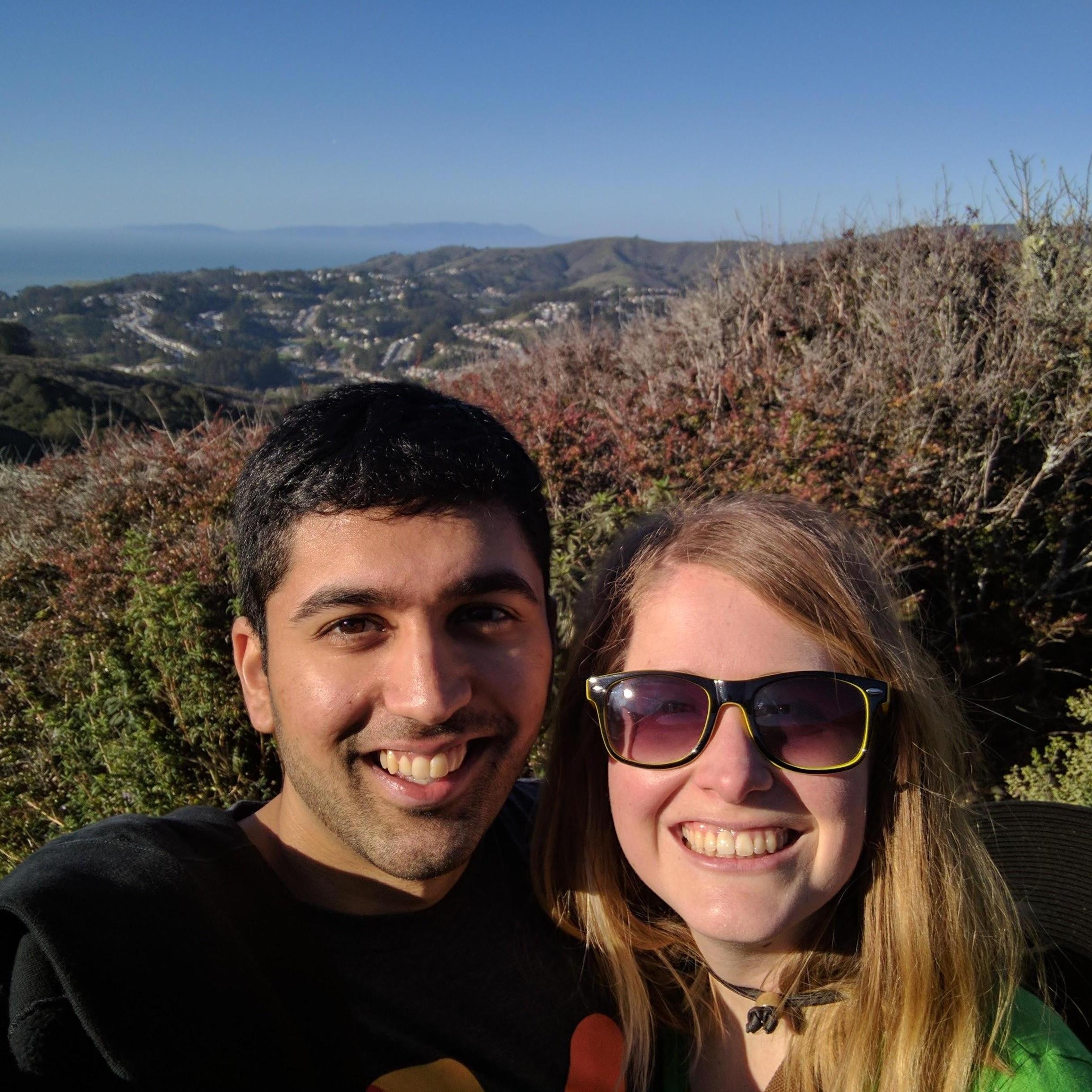 Our first picture together. Sandeep gave Kate his sunglasses so she didn't have to squint.