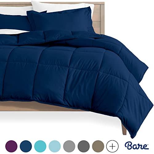 Bare Home Comforter Set - Oversized King - Goose Down Alternative - Ultra-Soft - Premium 1800 Series - Hypoallergenic - All Season Breathable Warmth (Oversized King, Dark Blue)