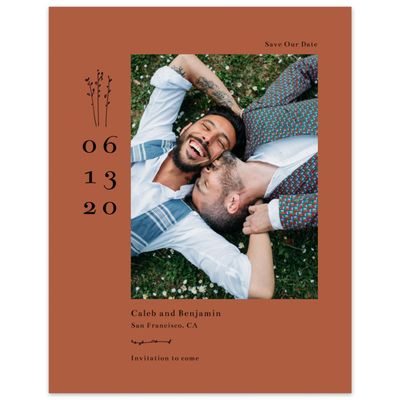 Burnt Orange Wedding Digital Save the Date - Rue Portrait