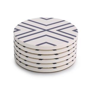Lifver - LIFVER 6-Piece Absorbent Stone Set, Drink Spills Coasters, Grey-Lines