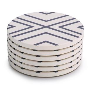 Lifver - LIFVER 6-Piece Absorbent Stone Set, Drink Spills Coasters, Grey-Lines