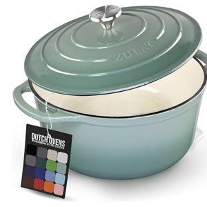Zulay Kitchen 6 Quart Enameled Cast Iron Dutch Oven Pot with Lid – Premium Durability & Oven Safe up to 500°F – Heavy Duty Cookware Perfect for Bread Baking, Stews, Braising & Roasting - Aventurine