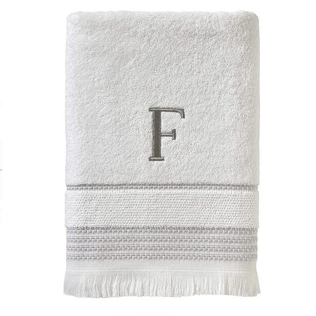 SKL Home Casual Monogram Bath Towel, F, 28x54, White
