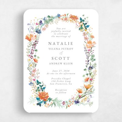 White Rounded Wedding Invitation - Dolce Portrait