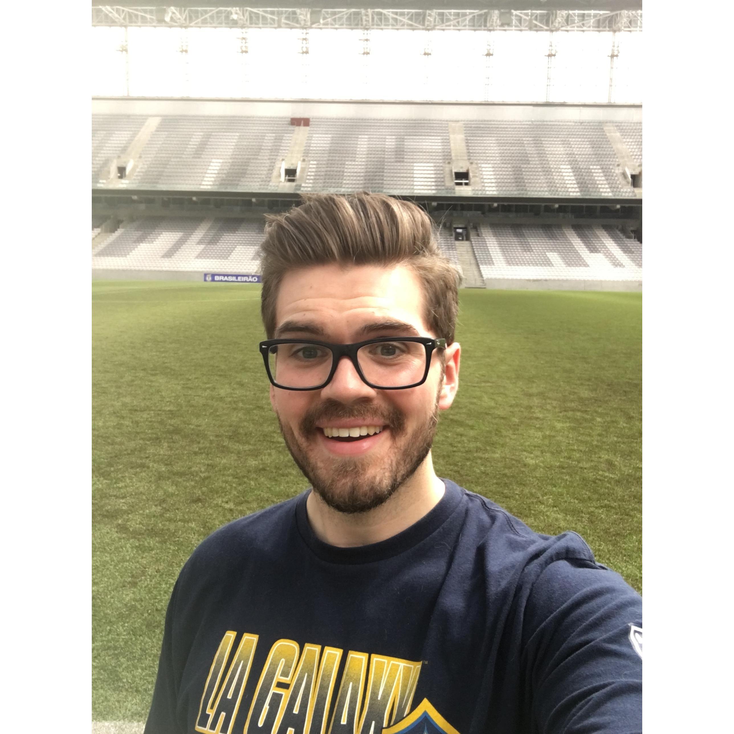 We made a tour of the Athletico Paranaense stadium in Curitiba. It's a beautiful soccer stadium