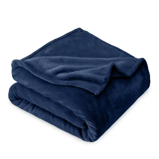 Dark Blue Microplush Full/Queen Fleece Blanket by Bare Home