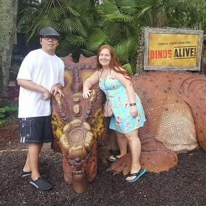 At the Dino exhibit at the Tampa Zoo