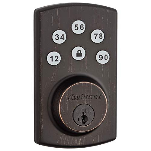Kwikset 99070-103 Powerbolt 2 Door Lock Single Cylinder Electronic Keyless Entry Deadbolt featuring SmartKey Security in Venetian Bronze