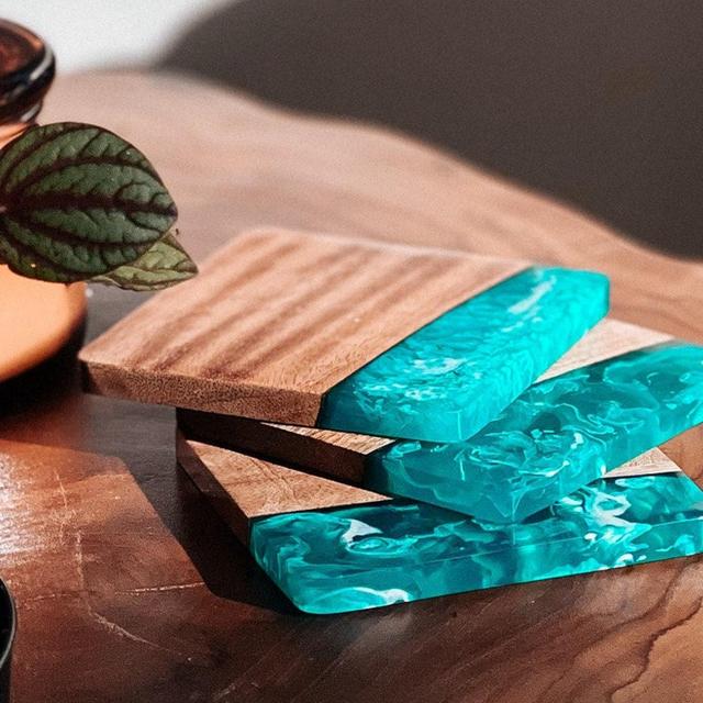Resin Art River Coasters Set, Drinkware,...