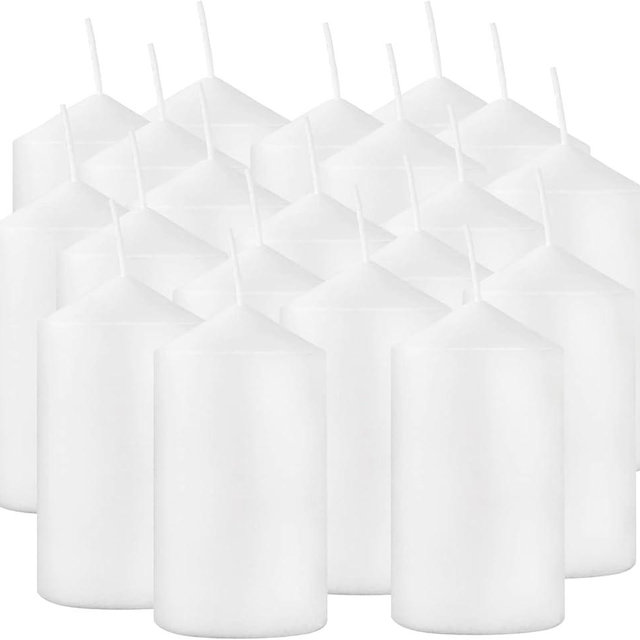 YOROXRG 2"x4" High White Pillar Candles, Set of 20 Unscented. Bulk Buy. Ideal for Halloween, Wedding, Emergency Lanterns, Household, Wedding and Home Décor Candlesticks