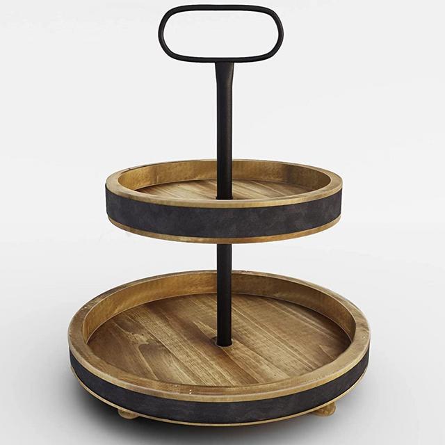 Farmhouse Tiered Tray Stand - Two Tier Tray - Wood Tiered Tray Decor Holder - 2 Tier Tray Stand Farmhouse - Wooden Tiered Stand Farmhouse - Two Tiered Tray Farmhouse - 2 Tiered Tray Farmhouse - Rustic