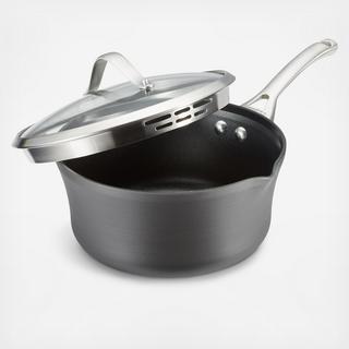 Contemporary Nonstick Pour & Strain Sauce Pan with Cover
