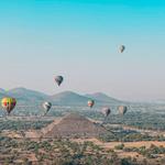 Hot Air Balloons over Teotihuacán Pyramids