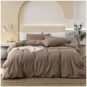 California King Duvet Cover Set, 3-Piece - Solid Light Brown