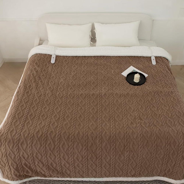 LUZARTA Electric Blanket King Size 100"X90" Brown - Soft Thick Warm Sherpa Heated Blanket for Winter with Dual Control, 5 Fast Heating Levels & 10hrs Auto Off, Washable & ETL Certified for Bed