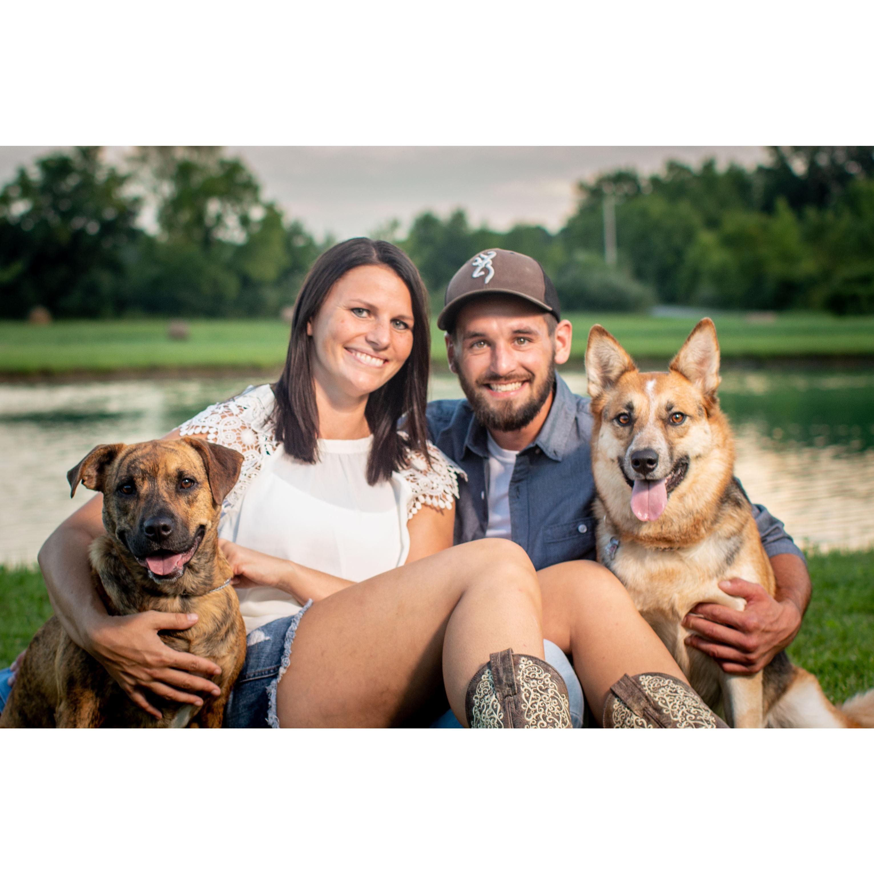 We love this picture, and it was a challenge to keep KC & Sadie out of the pond