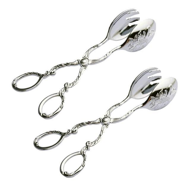 Enwinner 2-Pack Buffet Serving Tongs, Stainless Steel Chef Food Salad BBQ Serving Utensils, Set of 2, 9”