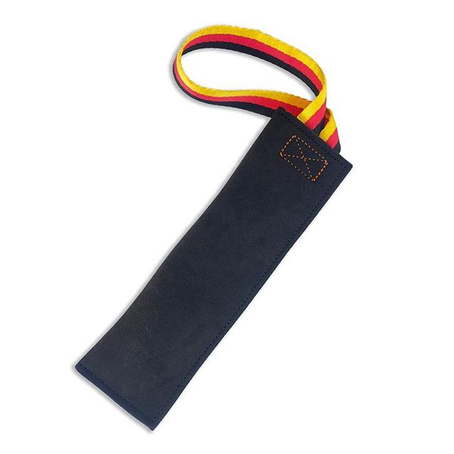 Dewonch No Stuffs Squeaky Leather Bite Tug Toy for Dog Training, K9 Puppy Pull Toy with Handle to Build Prey Drive,Train Biting Grip,Play Tug of War Game (Squeaky Toy)