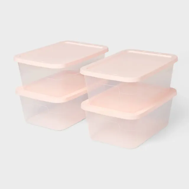 16qt 4pk Clear Tote with Pink Lids - Brightroom™