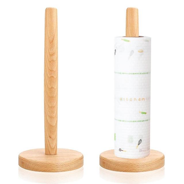 Wooden Paper Towel Holder,Wooden Towel Holder Countertop,Farmhouse Paper Towel Holder for Kitchen Countertop & Dining Table (Round Bottom)