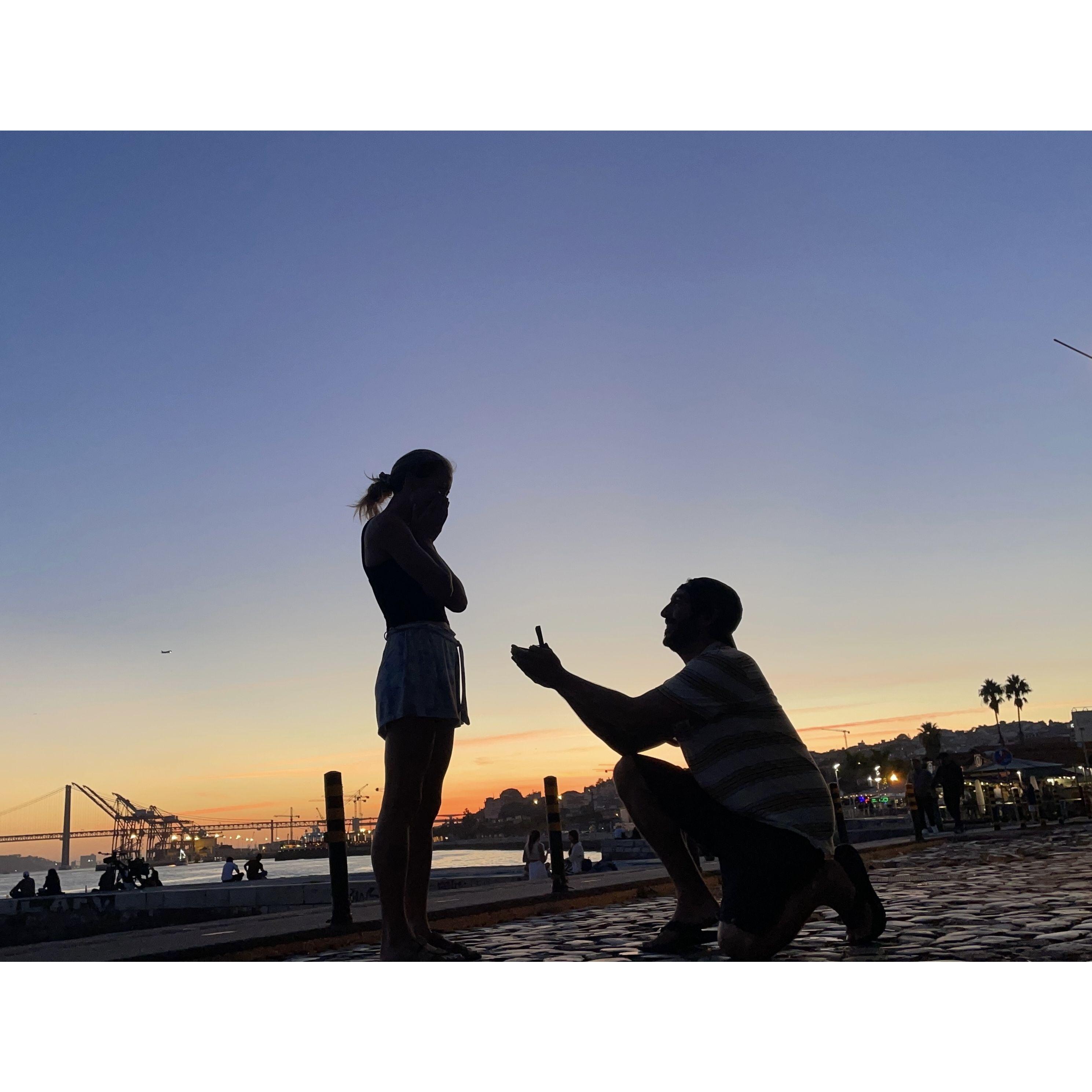 Adam proposed on our last night in Lisbon last year