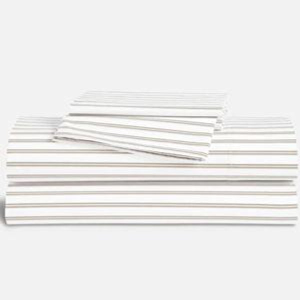 Classic Percale Core Sheet Set, Tandem Strip in Pebble, king