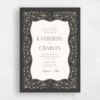 Dark Charcoal, Grey Wedding Invitation - Siofra Portrait