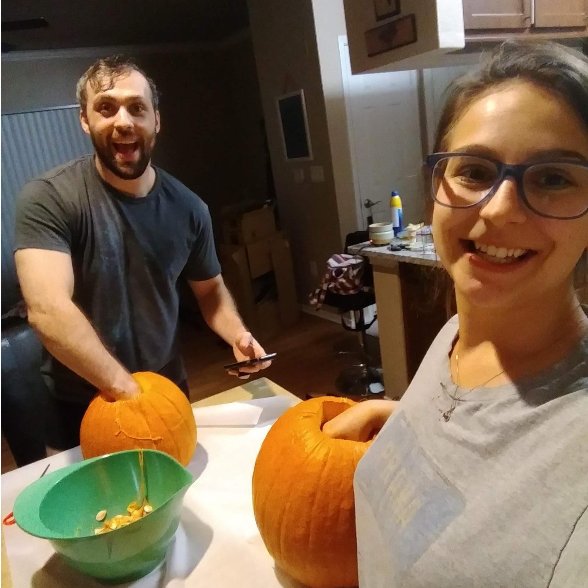 Our first time carving pumpkins together. ♥
