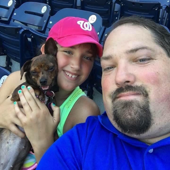 Emily with her Dad and Button