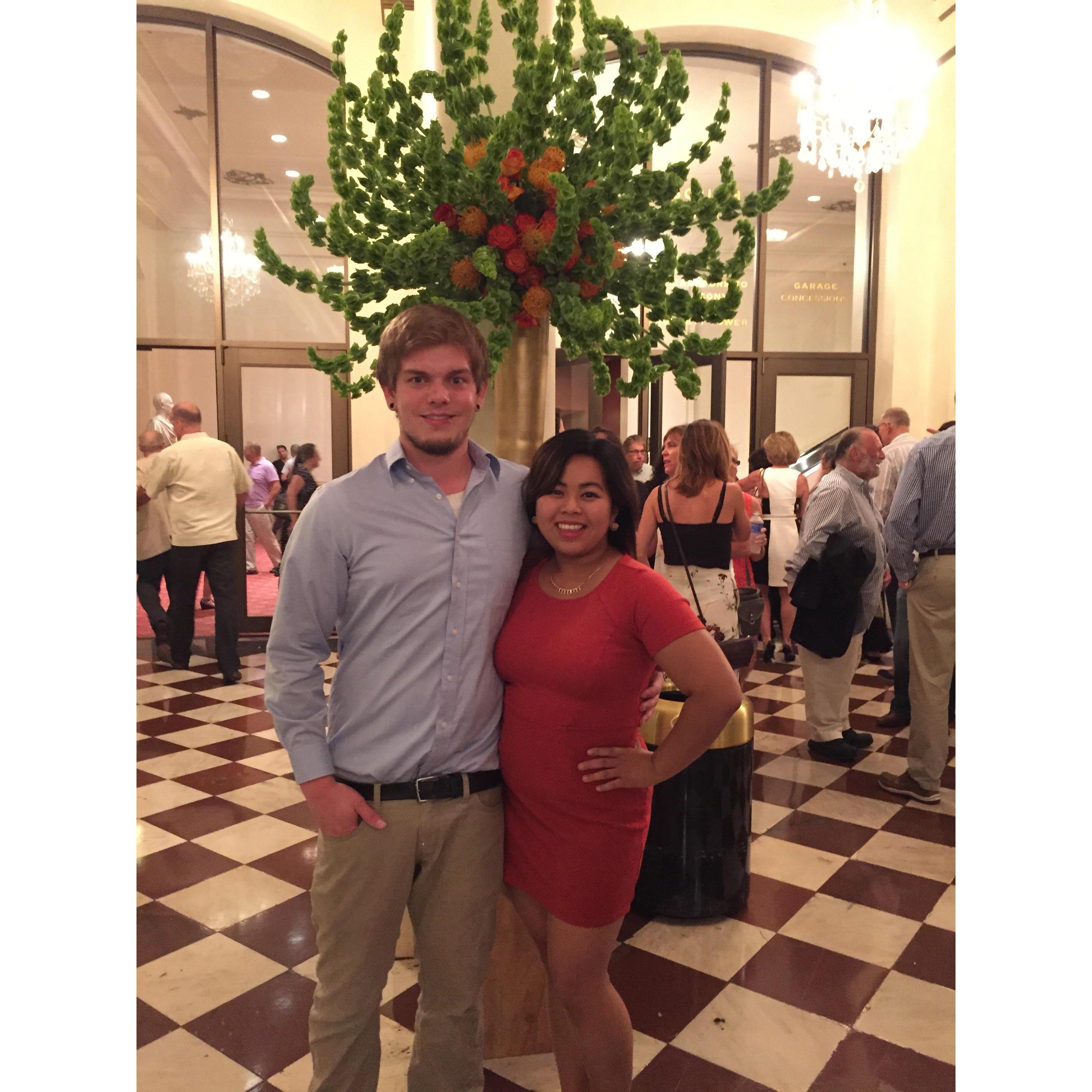 Getting fancy! Our first time together at Music Hall for an opera.