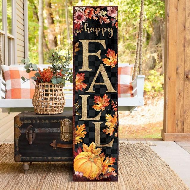36in Fall Porch Sign - Front Porch Fall Welcome Sign with Vintage Autumn Decoration, Rustic Modern Farmhouse Entryway Porch Decor