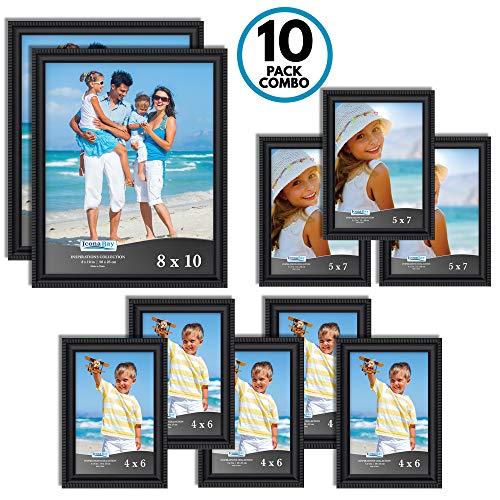 Icona Bay Combination Black Picture Frames Set - 10 PC (Five 4x6, Three 5x7, Two 8x10), Inspirations Collection Multi-Pack for Wall Gallery