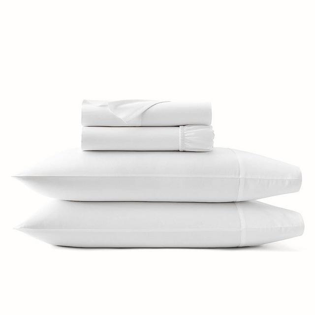 BOLL & BRANCH Signature Hemmed Sheet Set – Luxury 100% Organic Cotton – 1 Flat Sheet, 1 Fitted Sheet and 2 Pillowcases with 7” Hemline – Buttery Soft and Breathable, White, Cal King