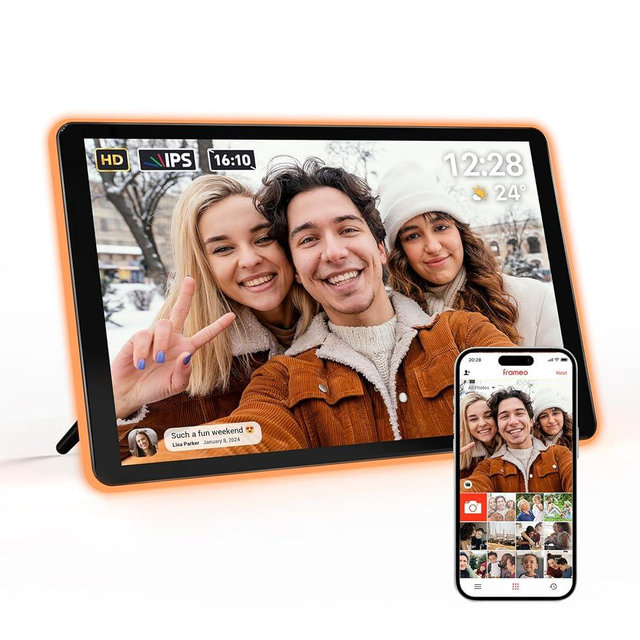 ApoloSign Neon Light Digital Picture Frame - 10.1" HD Display | AI Color-Changing LED Strip Digital Photo Frame | Quick Share Photos/Videos, Easy Setup in Frameo App | Best Digital Frame for Gifting