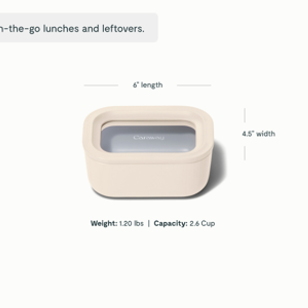 Mini Rectangle Container | Ceramic-Coated Glass Storage | Caraway