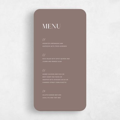Brown Rounded Wedding Menu - Latona