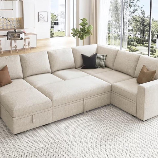 Sectional Couch with Storage and Pullout