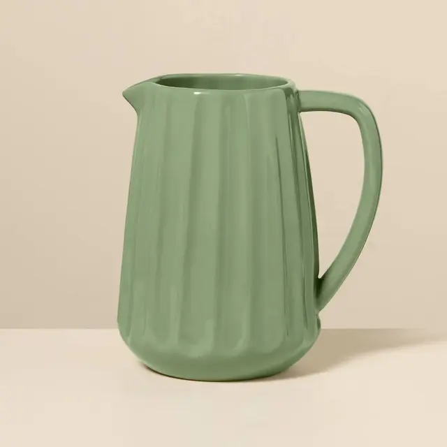 65 fl oz Stoneware Beverage Pitcher Green - Hearth & Hand™ with Magnolia