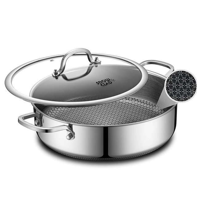 Saute Pan,Hybrid Non Stick 6.5 Quart Everyday pan,Chicken Fryer, PFOA Free Cookware,12.5 inch Deep Frying Pans with Lid,Dishwasher and Oven Safe,Works on Induction,Ceramic and Gas Cooktops