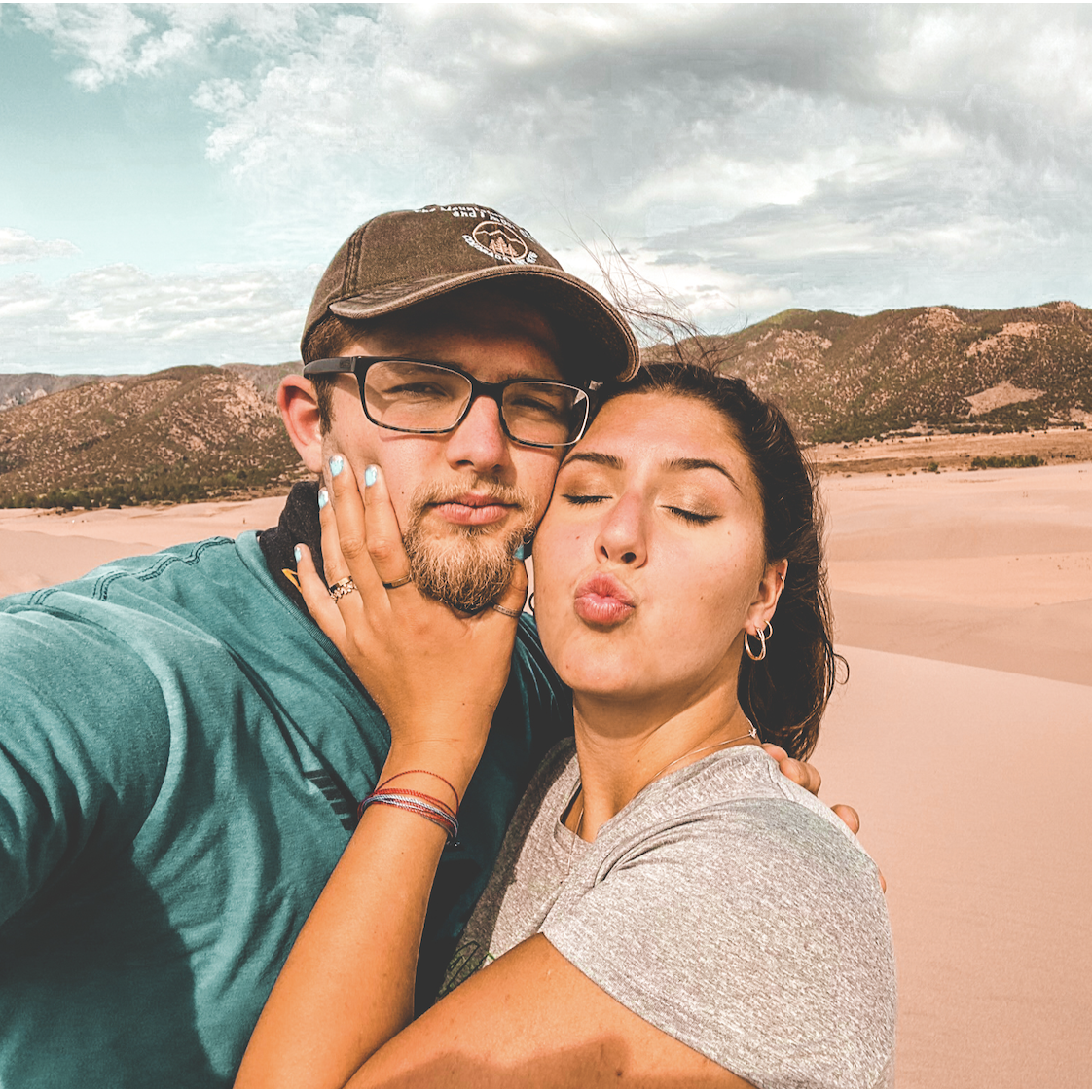 Getting sand in our hair at the Great Sand Dunes National Park in Mosca, Colorado.