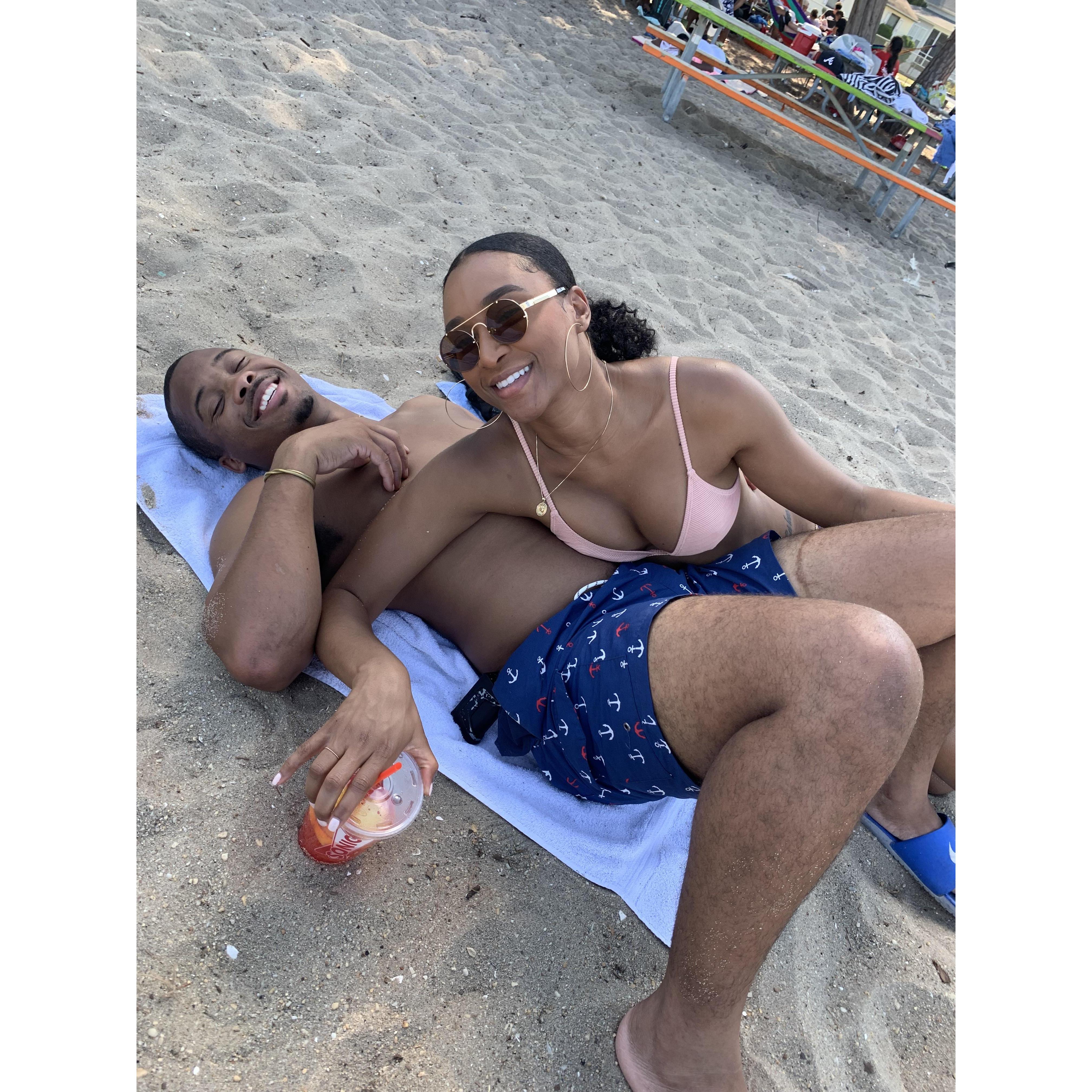 Moments before Brianna walked into the MD ocean and got stung by a jelly fish.