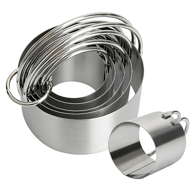 Round Cookie Cutter Set Set of 5 with Handle, Stainless Steel Circle Biscuit Cutters for Baking, Donut, Pancake, Sandwich, Dumpling, Playdough – Nesting Storage, Dishwasher Safe