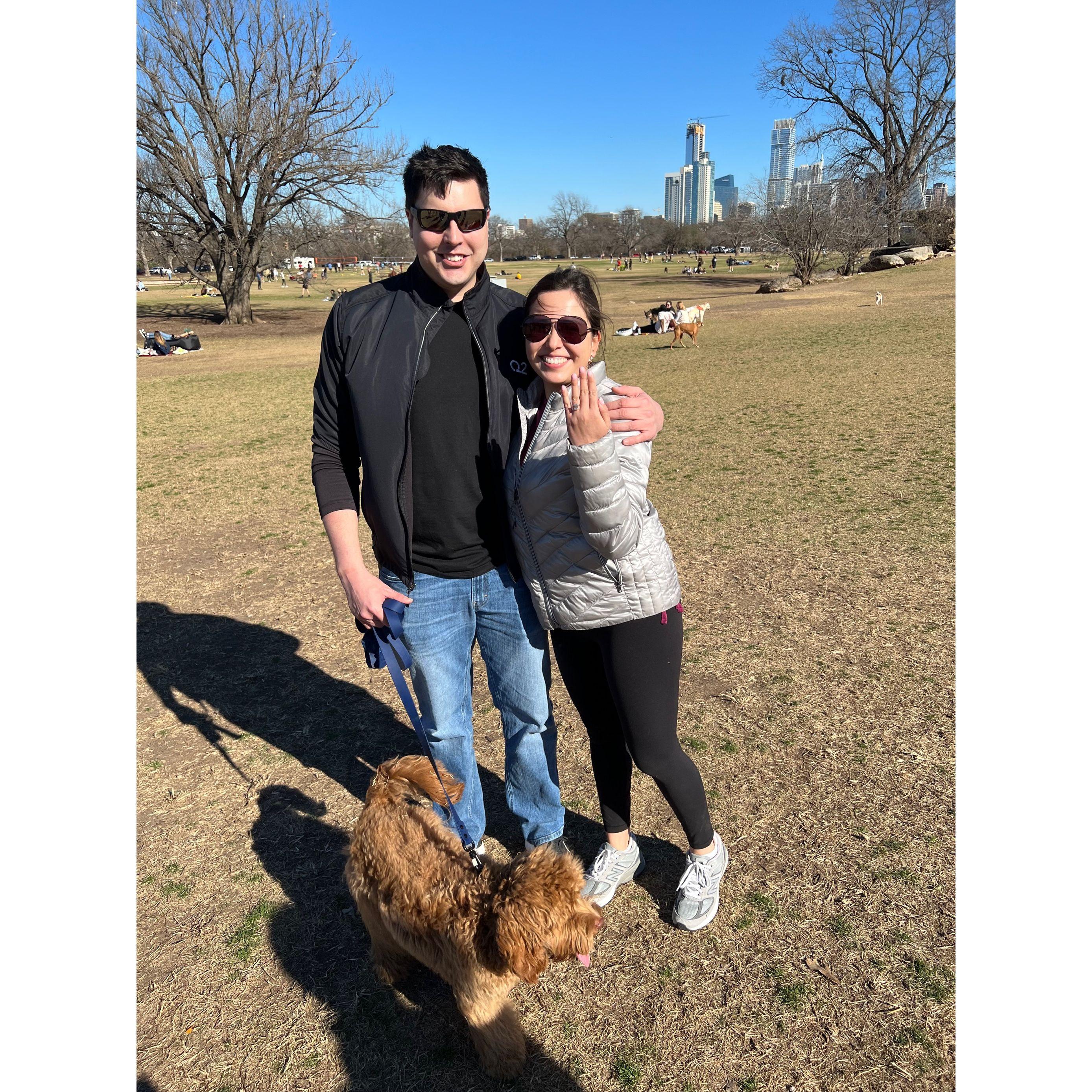 We got engaged at Zilker Park in Austin, Texas!