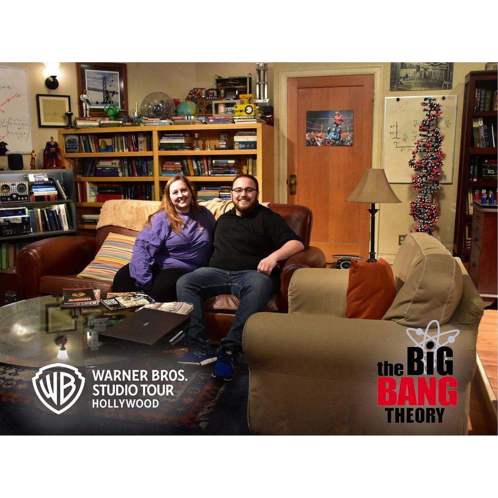 Sitting in Sheldon's spot on the actual Big Bang Theory set